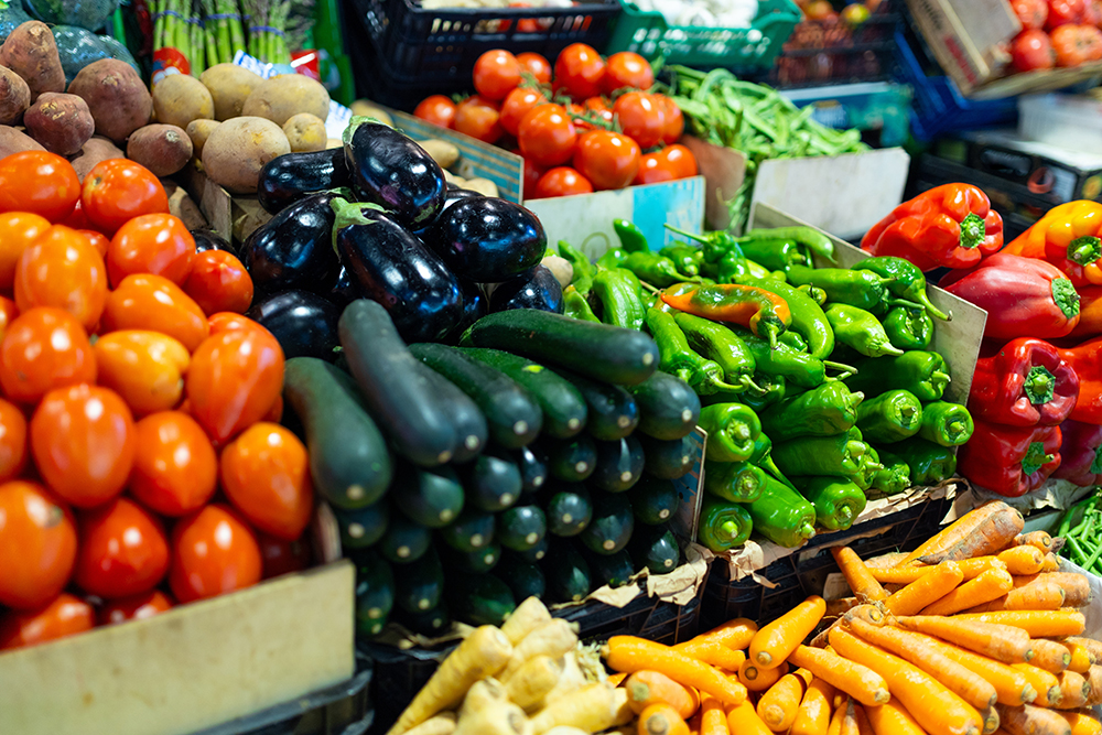 In season produce, an example of an easy, healthy meal on a budget.