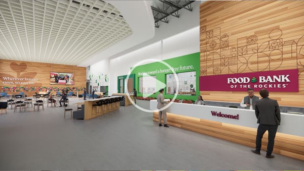 Rendering of lobby of new Food Bank facility