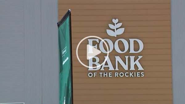 Food Bank of the Rockies logo on the front of a building
