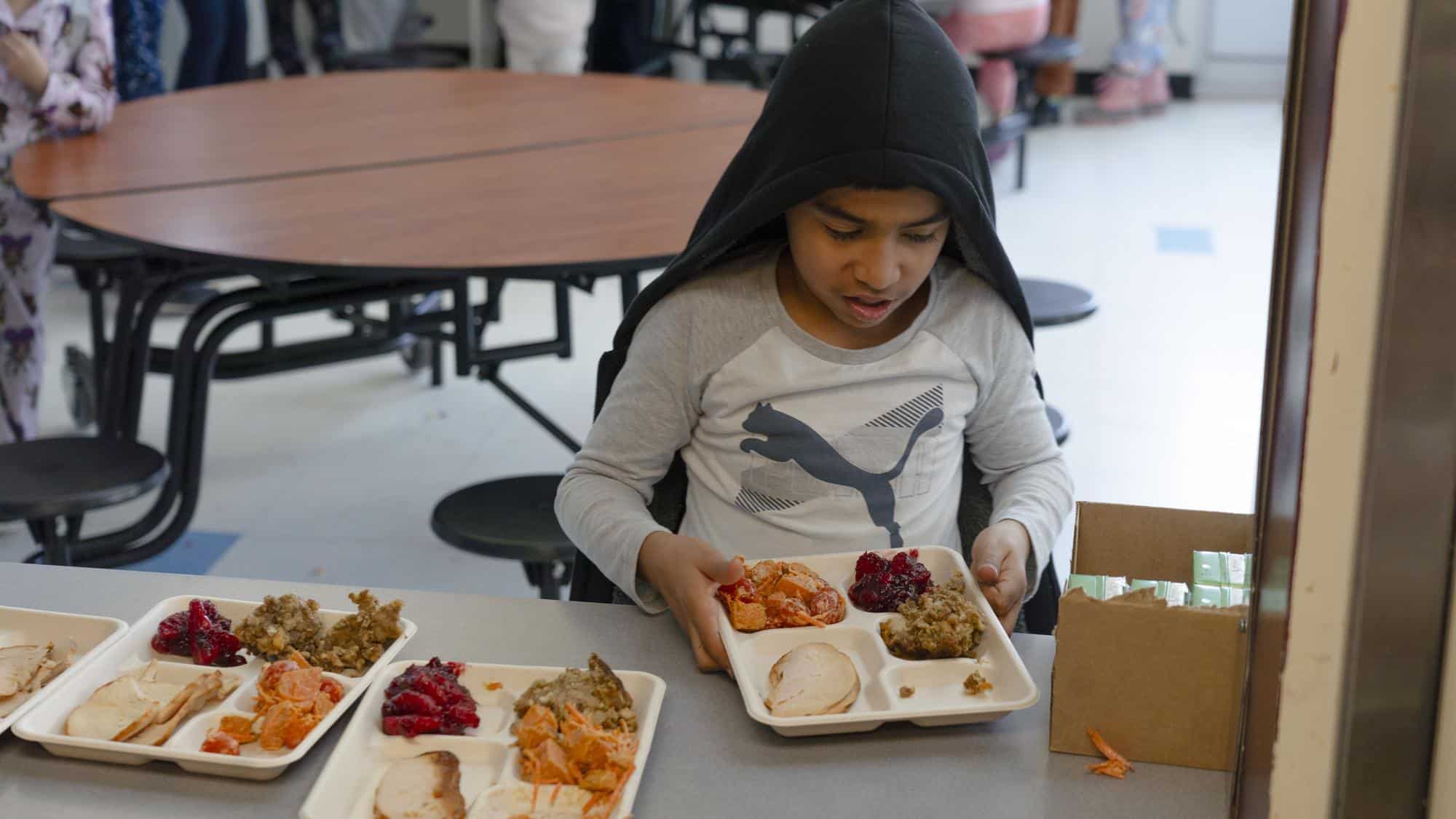 a child about to enjoy their school lunch meal