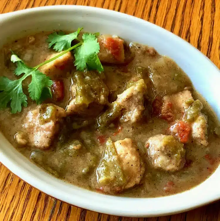 pork green chile on a plate