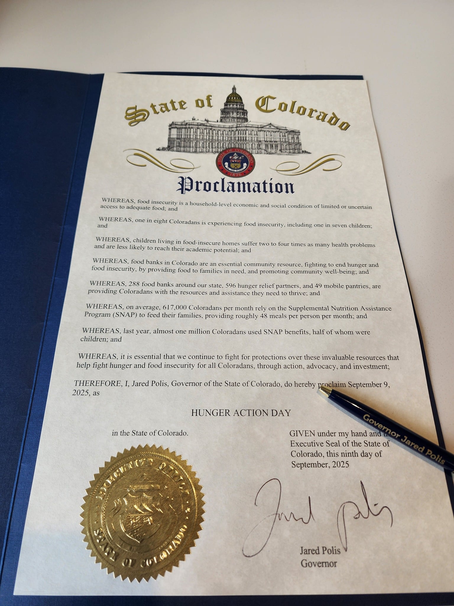State of Colorado Proclamation official document.