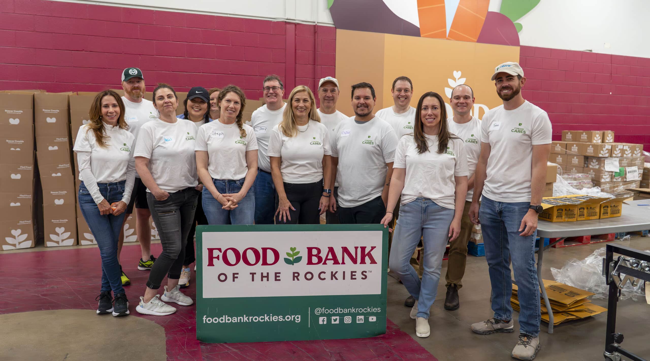 CoBank corporate volunteer group at the main warehouse in Denver