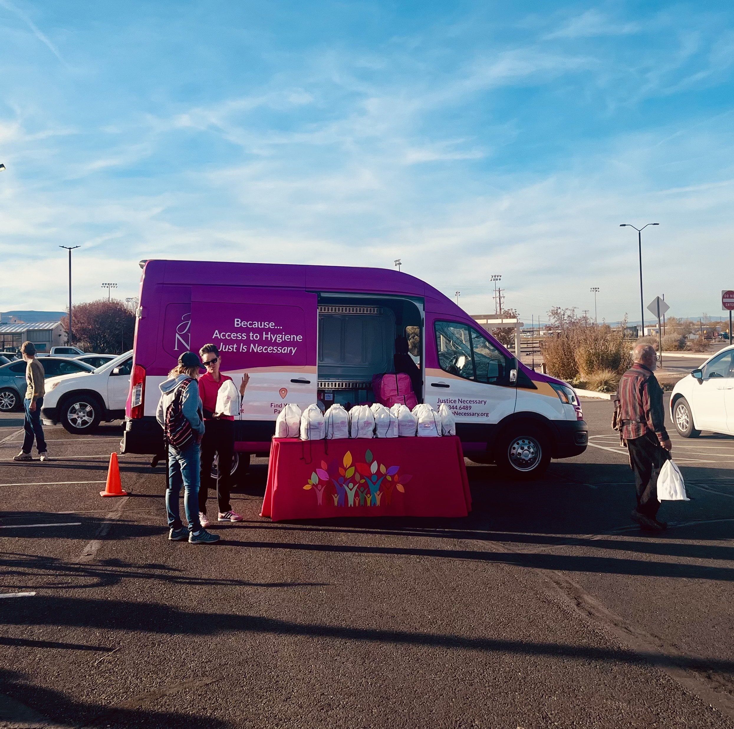 Van that says "Because Access to Hygeine is Just Necessary"