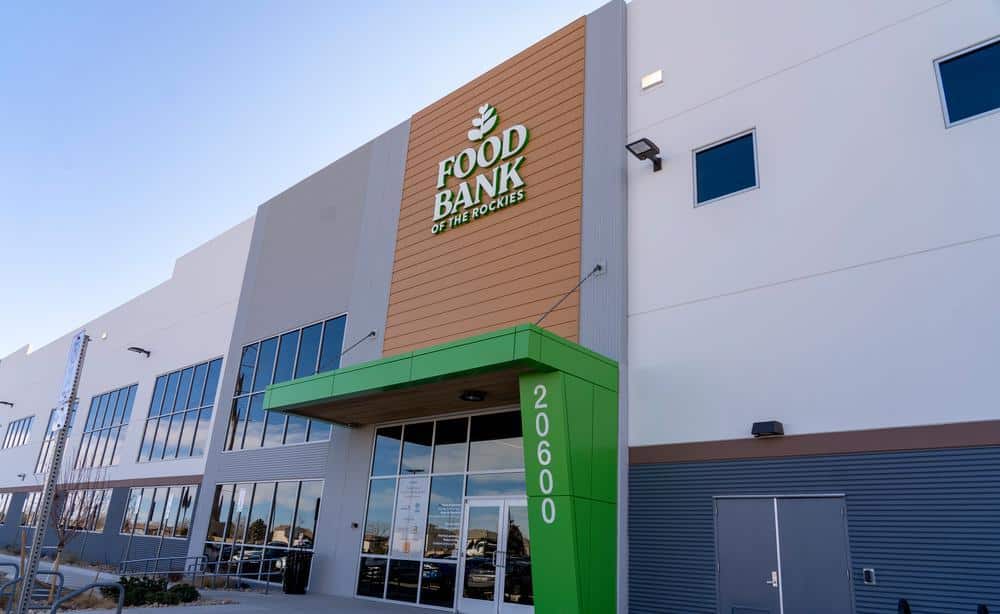 Front entrance of Food Bank of the Rockies distribution center.