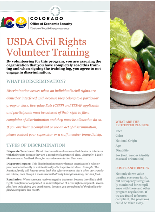 USDA civil rights vol training flyer