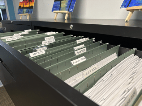 filing cabinet full of hanging file folders